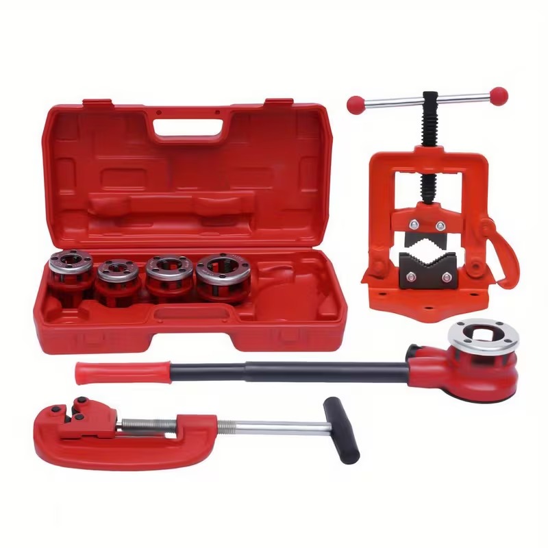 Ratchet Pipe Threader Set with 5 Dies and Pipe Cutter